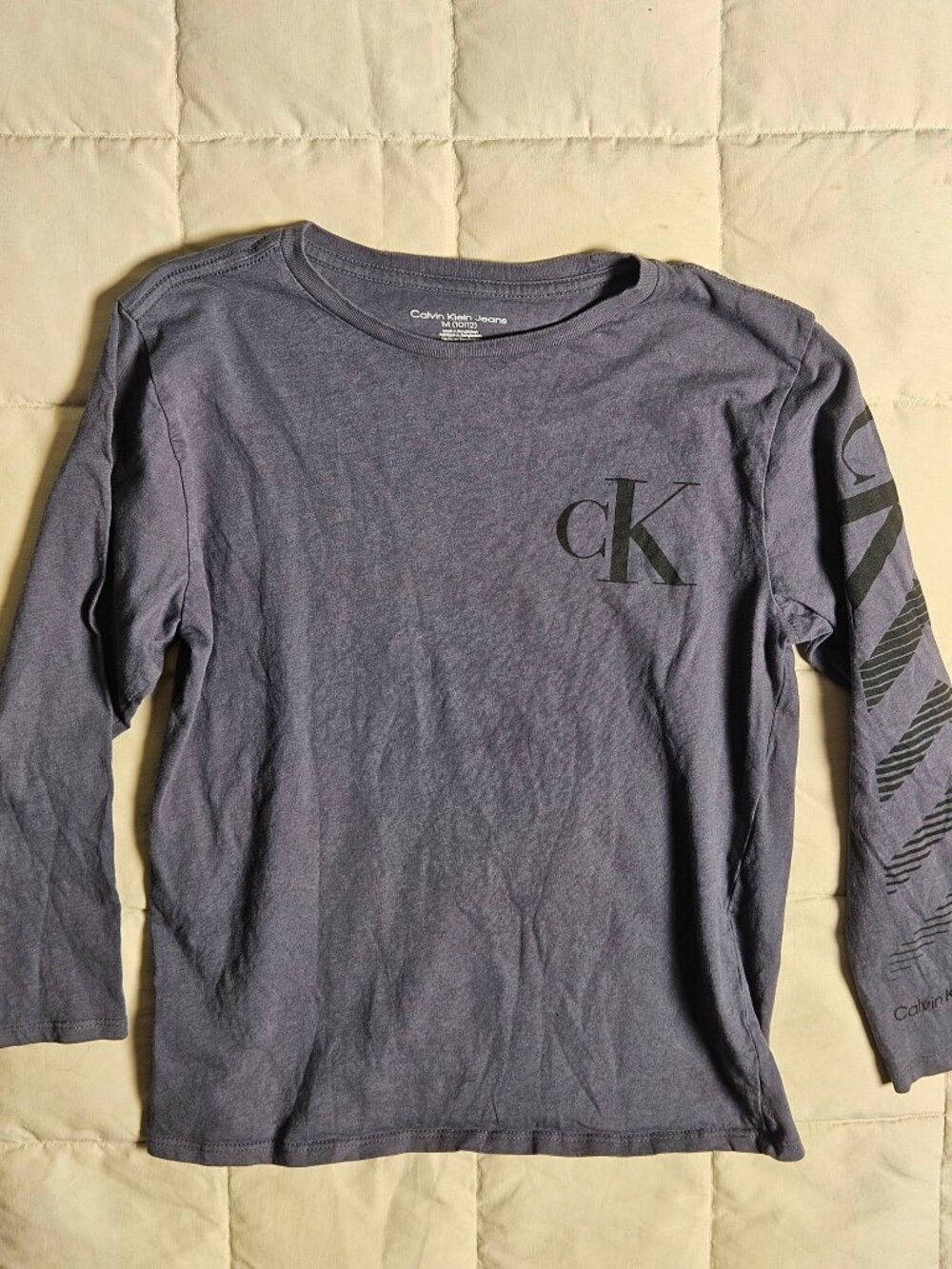Calvin Klein Jeans Long Sleeve T-Shirt Boys M 10-12 Gray CK Logo